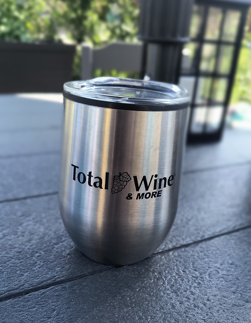 Total Wine Stainless Steel Stemless Wine Tumbler Silver Black Insulated